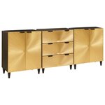 vidaXL Buffet 3 Pièces Noir et or 60 x 33 x 75 cm bois de manguier massif
