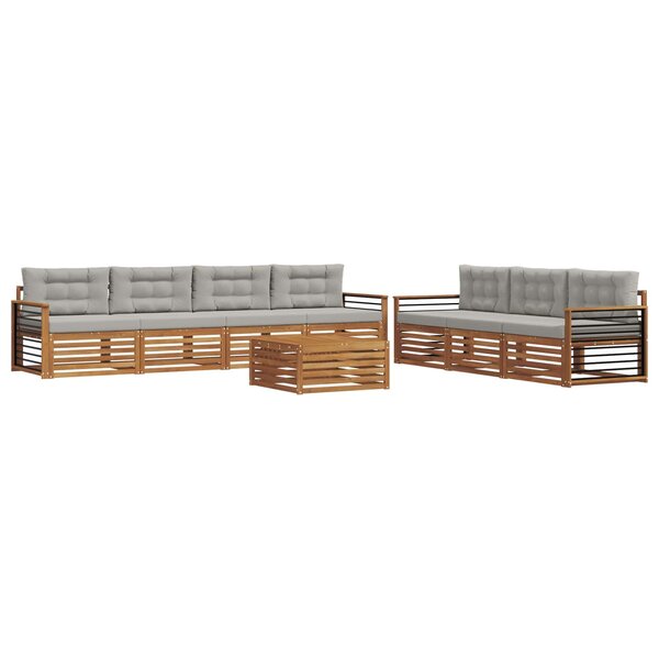 vidaXL Ensemble de canapés d'extérieur 8 pc Gris Naturel et Clair