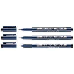Feutre Fin de Précision 1880 Pointe Calibrée Noir (0.8) 0 8 mm x 3 EDDING