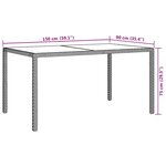 vidaXL Table de jardin 150x90x75 cm Verre trempé et poly rotin Gris