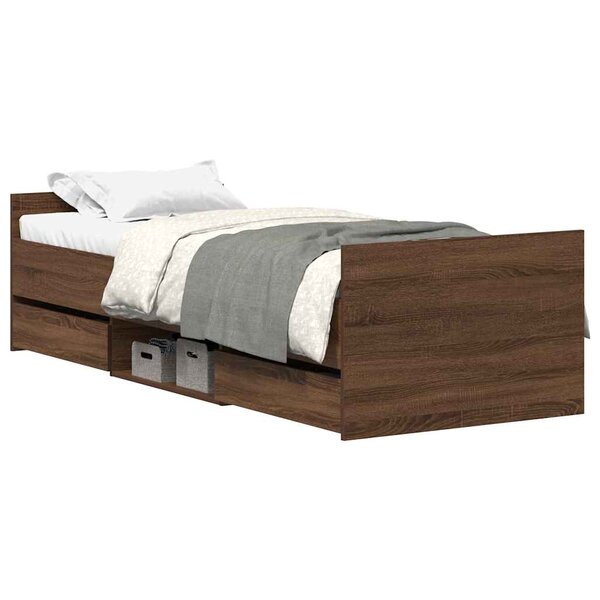 vidaXL Cadre de lit sans matelas chêne marron 75x190 cm
