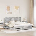 vidaXL Cadre de lit Gris béton 200 x 200 cm Bois d'ingénierie