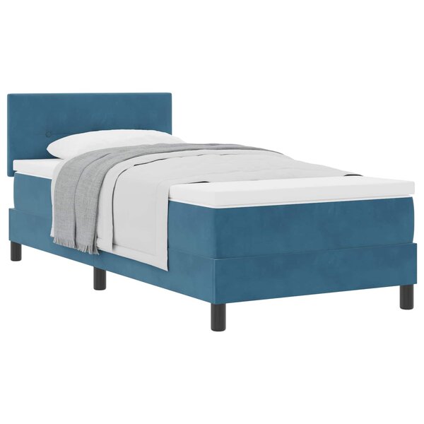 vidaXL Lit à ressorts avec matelas Bleu foncé 90 x 200 cm Velours