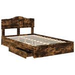 vidaXL Lit de Rangement Chêne fumé 120 x 190 cm Bois d'ingénierie