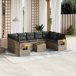vidaXL Salon de jardin avec coussins 10 Pièces gris résine tressée