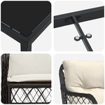 vidaXL Ensemble de Salle à Manger de Jardin de 7 Pièces avec Coussins en Ratan Noir Poly