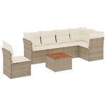 vidaXL Salon de jardin avec coussins 7 Pièces beige résine tressée