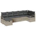 Ensemble de Canapé de Jardin vidaXL 7 Pièces Avec Coussins Gris Clair Poly Rattan