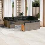 vidaXL Salon de jardin avec coussins 13 Pièces gris résine tressée