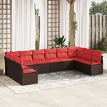 vidaXL Ensemble de canapé de jardin 10 Pièces Marron et rouge