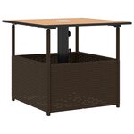 vidaXL Table de jardin avec trou de parasol marron résine tressée
