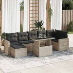 vidaXL Salon de jardin 8 Pièces avec coussins gris clair résine tressée