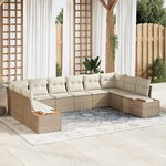 vidaXL Ensemble de canapé de jardin avec coussin 10 Pièces beige et crème