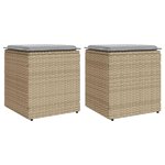 vidaXL Tabourets de jardin avec coussins lot de 2 beige résine tressée