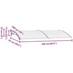 vidaXL Auvent de porte Gris 240x100 cm Polycarbonate
