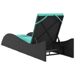 vidaXL Chaise longue avec coussin Noir 60x205x73 cm Résine tressée