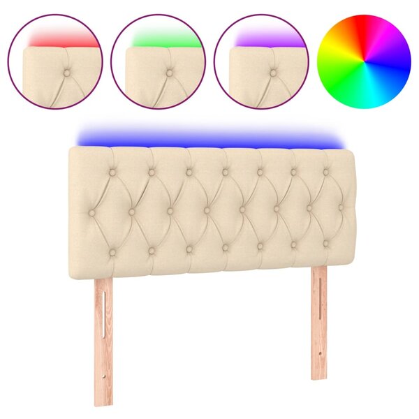 vidaXL Tête de lit à LED Crème 100x7x78/88 cm Tissu