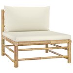 vidaXL Salon de jardin 6 Pièces avec coussins blanc crème bambou