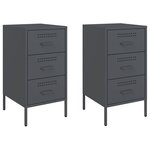 vidaXL Tables de chevet 2 Pièces anthracite 36x39x68 cm