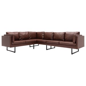 vidaXL Canapé d'angle en similicuir marron
