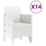 vidaXL Ensemble de salle à manger pour jardin 15 Pièces Blanc Rattan Polt