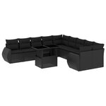 vidaXL Salon de jardin 11 Pièces avec coussins noir résine tressée