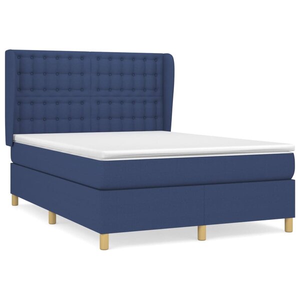 vidaXL Sommier à lattes de lit avec matelas Bleu 140x200 cm Tissu