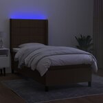 vidaXL Sommier à lattes de lit matelas LED Marron foncé 90x200cm Tissu