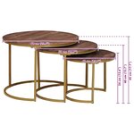 vidaXL Tables basses gigognes 3 Pièces Bois de mangue massif et acier