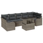 Ensemble de Canapés de Jardin 8 Pièces avec Coussins Gris Poly Rattan
