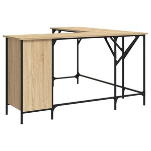 Bureau table poste de travail meuble d'ordinateur informatique étude chêne sonoma 141 x 141 x 75 cm bois d'ingénierie brun 02_0023657