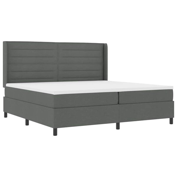 vidaXL Lit à ressorts avec matelas Gris foncé 200 x 200 cm tissu