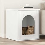 vidaXL Maison pour chat Blanc 53 x 52 x 62 cm Bois d'ingénierie