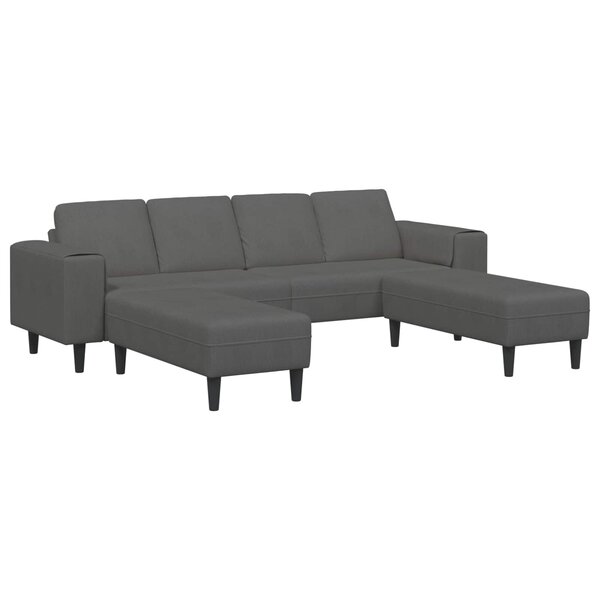 vidaXL Canapé Gris foncé 250 x 188 x 76 cm Tissu en velours côtelé