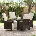 vidaXL Ensemble de salle à manger de jardin de 5 pièces avec coussins en poly rattan marron