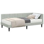 vidaXL Cadre de lit d'angle avec matelas 2 Pièces Gris clair Velours