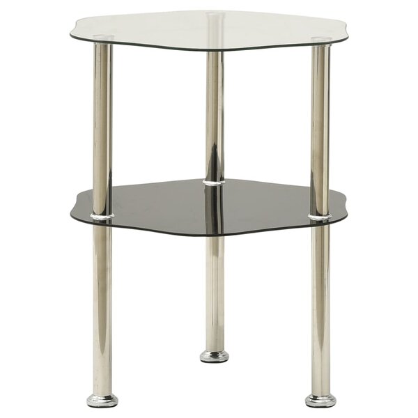 vidaXL Table 2 niveaux Transparent et noir 38x38x50 cm Verre trempé
