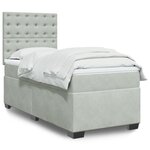 vidaXL Sommier à lattes de lit et matelas Gris clair 100x200cm Velours