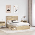 vidaXL Lit de Rangement Chêne Sonoma 120 x 190 cm Bois d'ingénierie