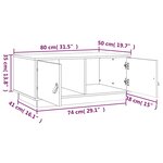 vidaXL Table basse Gris 80x50x35 cm Bois massif de pin