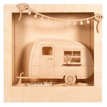 Kit déco cadre 3d à faire soi-même - caravane en bois - 24 cm