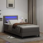 vidaXL Lit à ressorts avec matelas Gris 90 x 190 cm Simili cuir