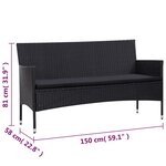 vidaXL Salon de jardin 5 Pièces avec coussins résine tressée noir