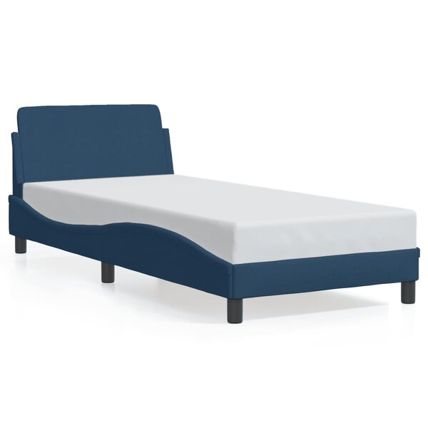 vidaXL Cadre de lit avec tête de lit sans matelas bleu 90x190 cm tissu