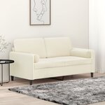 vidaXL Canapé 2 places avec oreillers décoratifs crème 140 cm velours