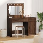 Ensemble de coiffeuse 2 pièces avec LED en bois d'ingénierie chêne noir