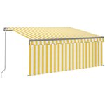 vidaXL Auvent rétractable manuel avec store 3 5x2 5 m Jaune et blanc