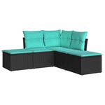 vidaXL Salon de jardin 5 Pièces avec coussins noir résine tressée