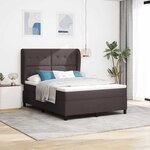 vidaXL Lit à ressorts avec matelas Marron foncé 140 x 200 cm tissu