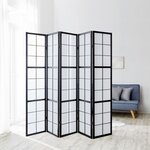 Paravent bois 5 pans noir